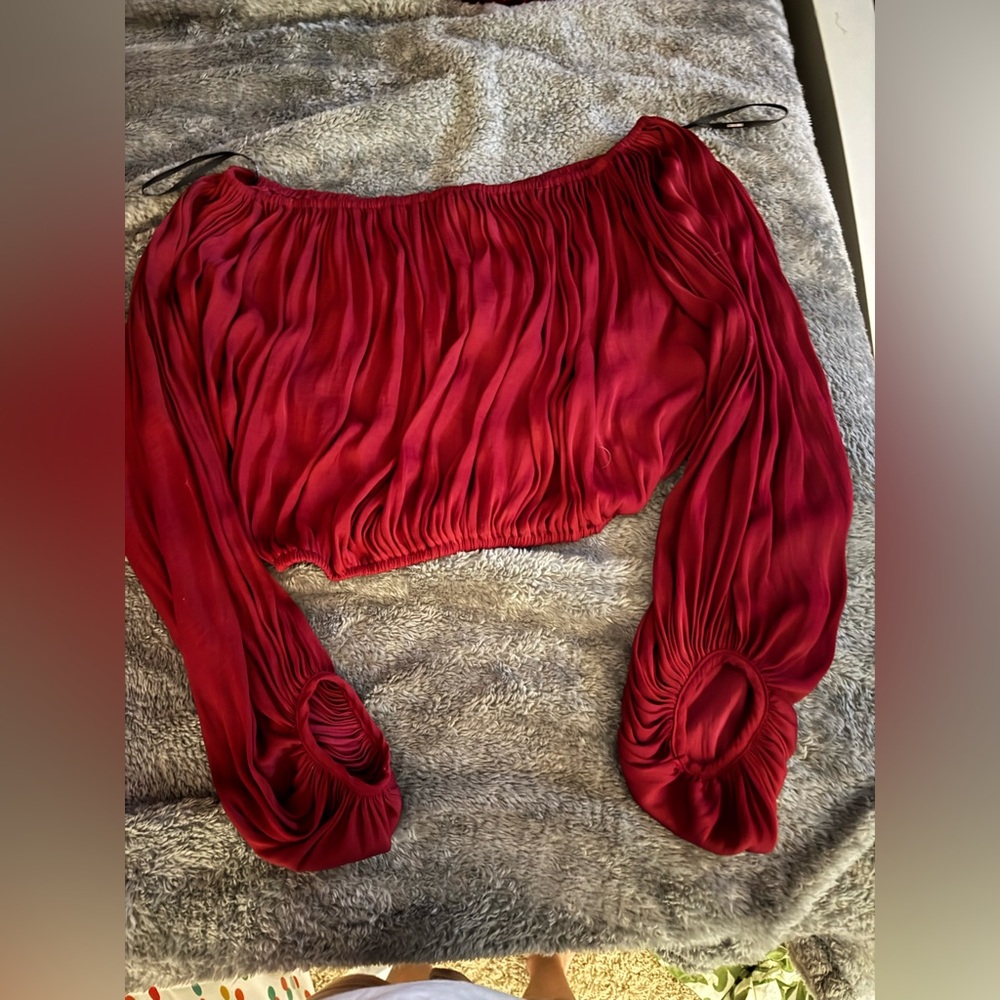 Forever 21 Burgundy Off-Shoulder Blouse